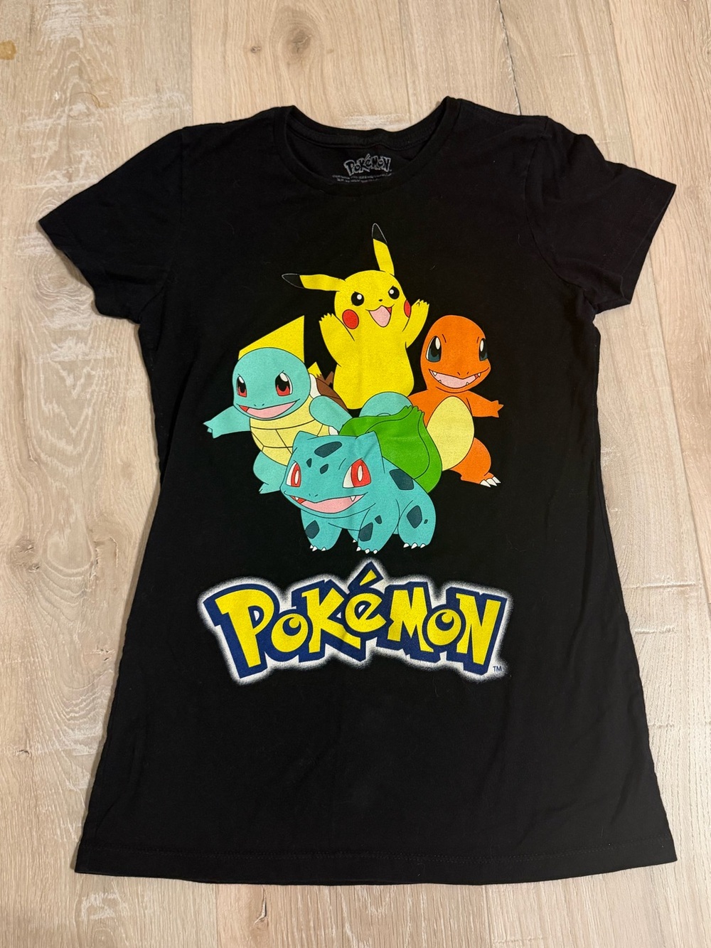 Women Pokemon Graphic Tee with Pikachu, Bulbasaur, Charmander, Squirtle Size Med